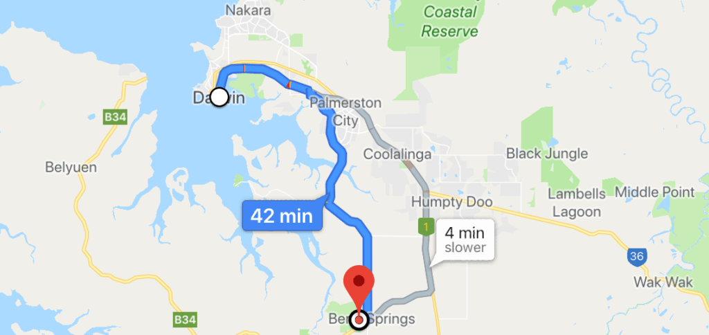 Berry Springs Distance - Day Trips From Darwin