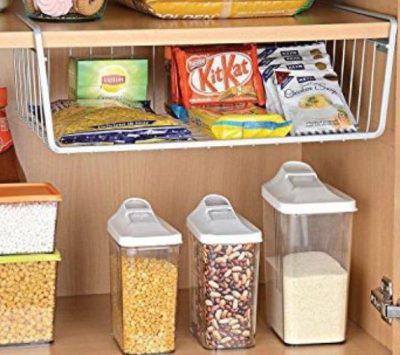 how to pack a caravan kitchen cupboard - Under Shelf Hanging Basket