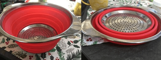 dual purpose caravan accessories - collapsible colanders double as a steamer AND fruit bowl