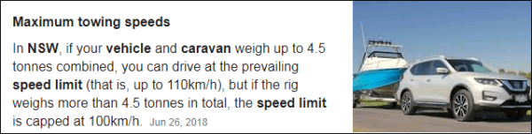Incorrect - What is the speed limit for towing a caravan in NSW