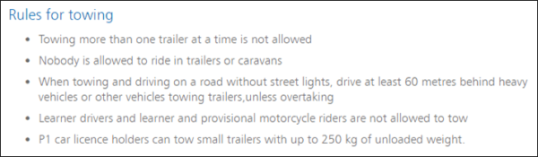 NSW Rules for Towing a Vehicle Under 4.5 t GVM... nothing about speed