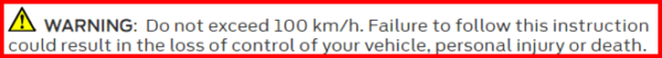 Warning From Ford Ranger Manual Showing Towing Speed Restrictions