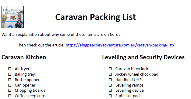 The Ultimate Caravan Packing List for Travelling Australia [PDF Download]
