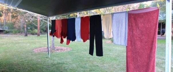 Drying Clothes in a Caravan - Hanging Laundry Using Rope Under Awning