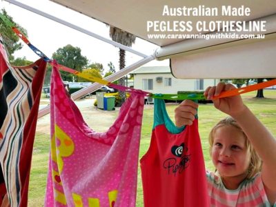 Dyring Clothes in a Caravan - Pegless-Clotheslines-Caravanning-with-Kids