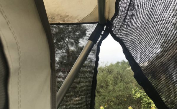 Side Support Poles Inserting Into Spreader Bar in Jayco Bed End Fly Mod