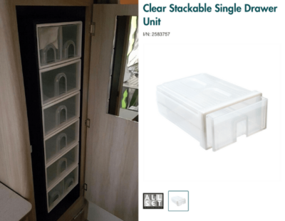 Clear Stackable Single Draw Unit - Fit To Make Shelves in Jayco Wardrobe