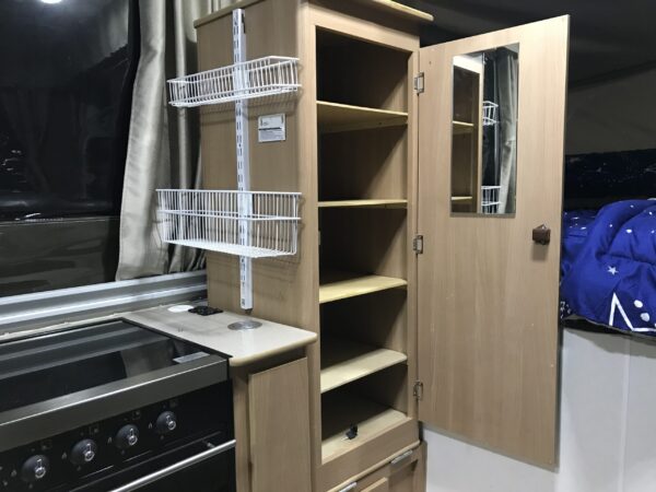 Installing MDF wardrobe shelves in Jayco Swan Camper Trailer