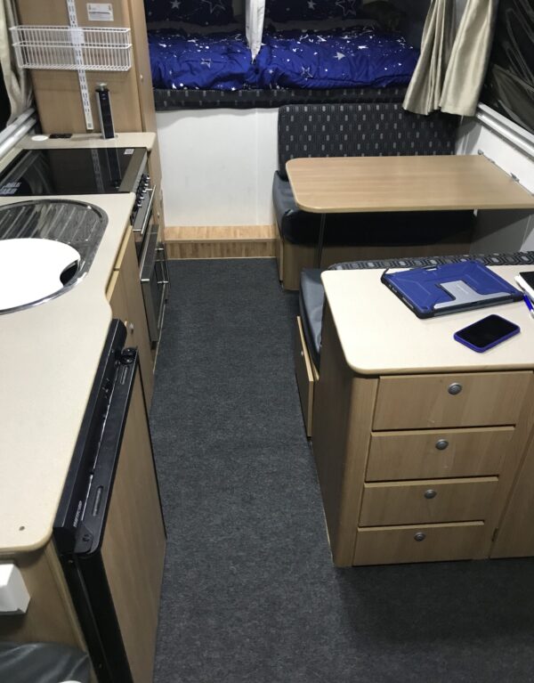 Installing a single piece of marine carpet in Jayco Swan Camper trailer