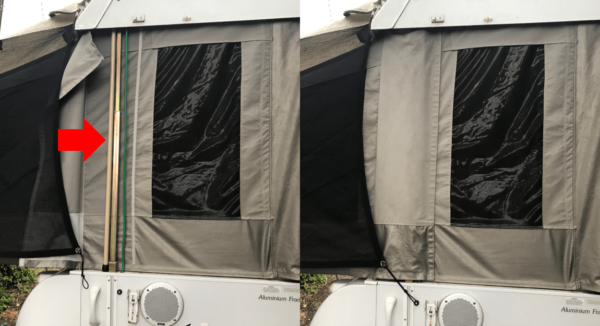 Jayco Camper Trailer Tips - Use Bed Support Poles and Velcro Covers