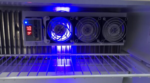 Testing Klevakool Internal Caravan Fridge Fan Kit with LED Switched On