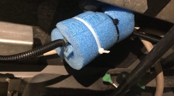 Quieten Diesel Heater Fuel Pump with Some Pool Noodle