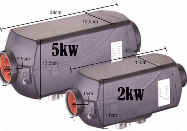 2kW vs 5kW Diesel Heater Size Comparison