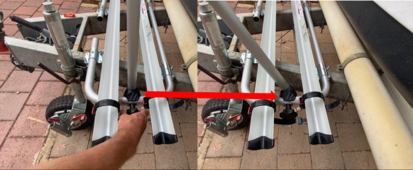 Adjusting upright of Fiamma Carry Bike XL Bike Rack