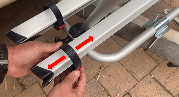 Adjusting wheel straps of Fiamma Carry Bike XL Bike Rack