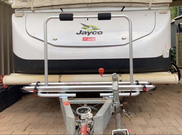Fiamma Carry Bike XL installed on Jayco Swan - Front View